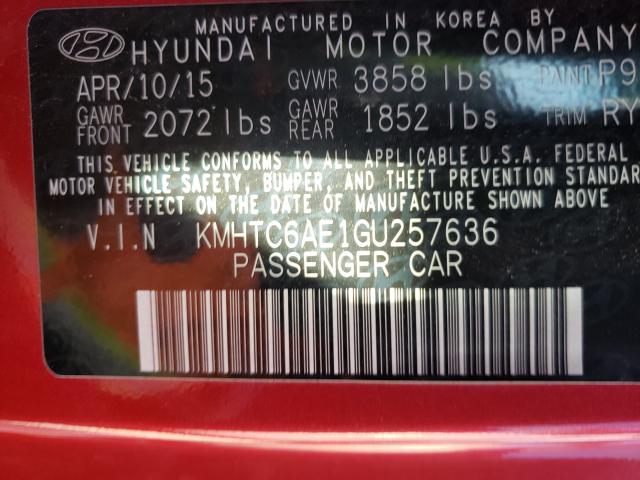 Photo 9 VIN: KMHTC6AE1GU257636 - HYUNDAI VELOSTER T 