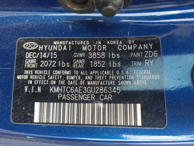 Photo 9 VIN: KMHTC6AE3GU286345 - HYUNDAI VELOSTER T 