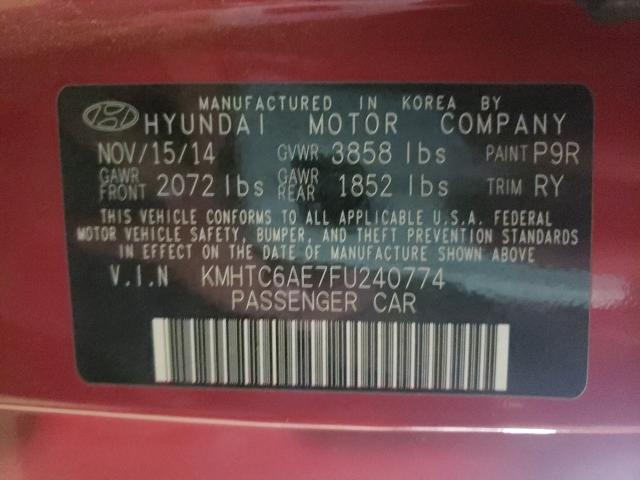 Photo 9 VIN: KMHTC6AE7FU240774 - HYUNDAI VELOSTER T 