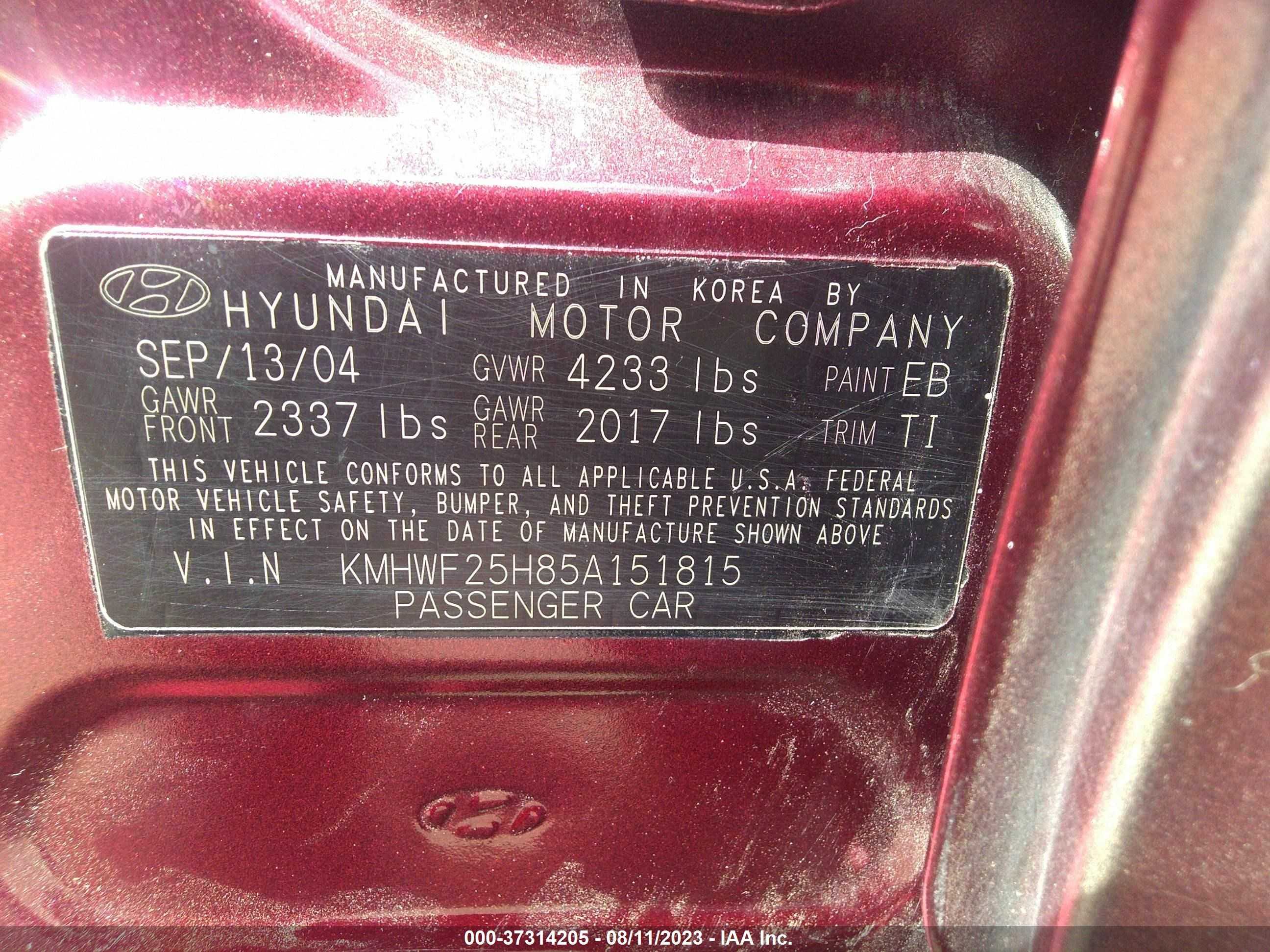 Photo 8 VIN: KMHWF25H85A151815 - HYUNDAI SONATA 