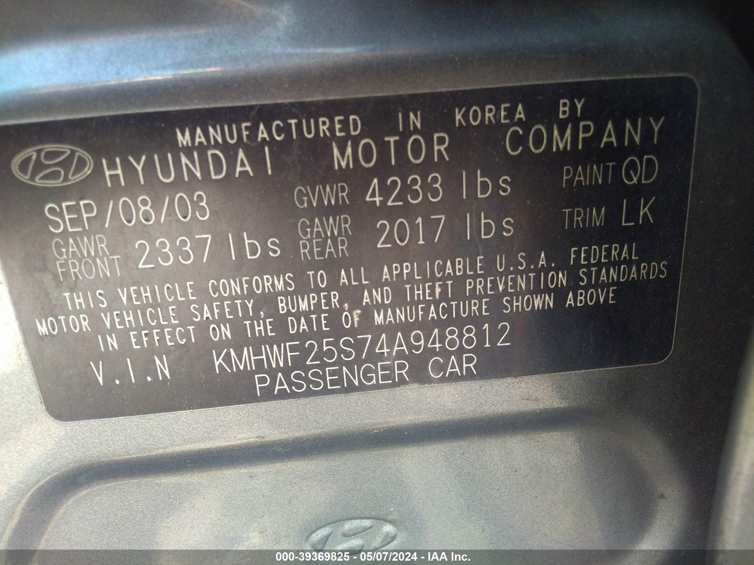 Photo 8 VIN: KMHWF25S74A948812 - HYUNDAI SONATA 