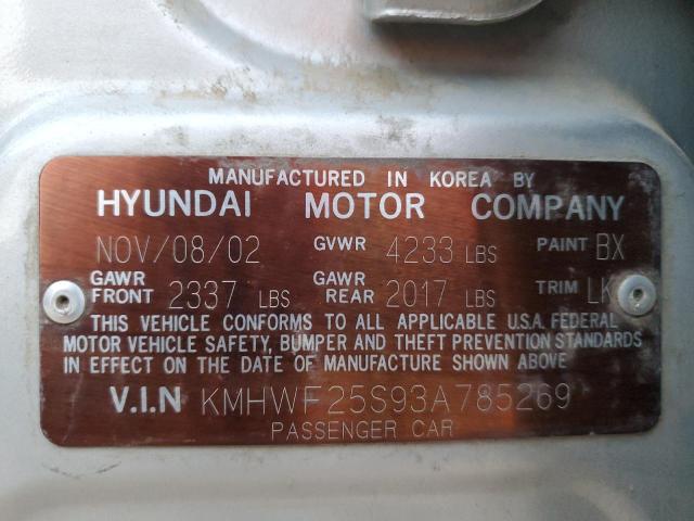 Photo 11 VIN: KMHWF25S93A785269 - HYUNDAI SONATA GL 