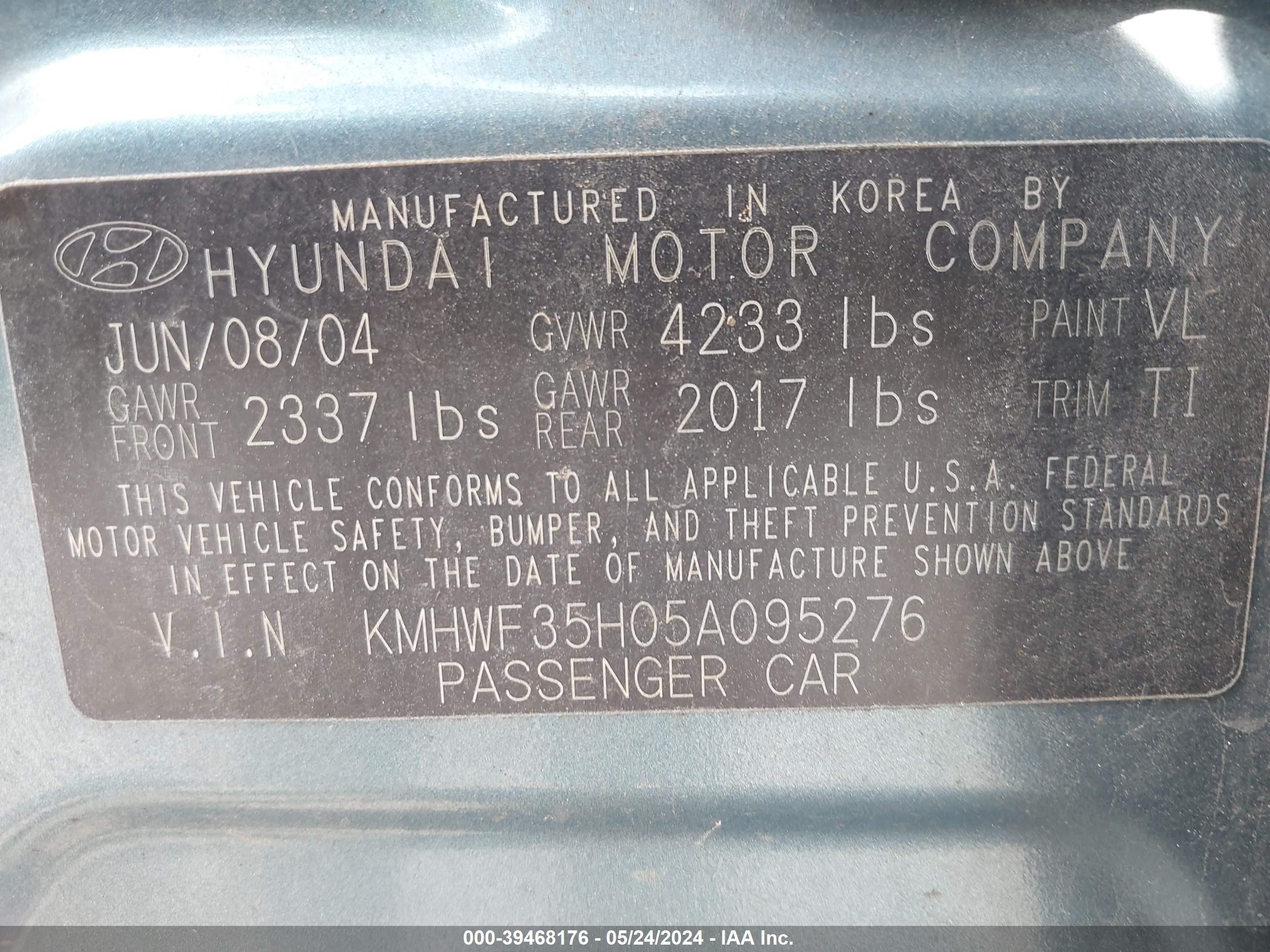 Photo 8 VIN: KMHWF35H05A095276 - HYUNDAI SONATA 