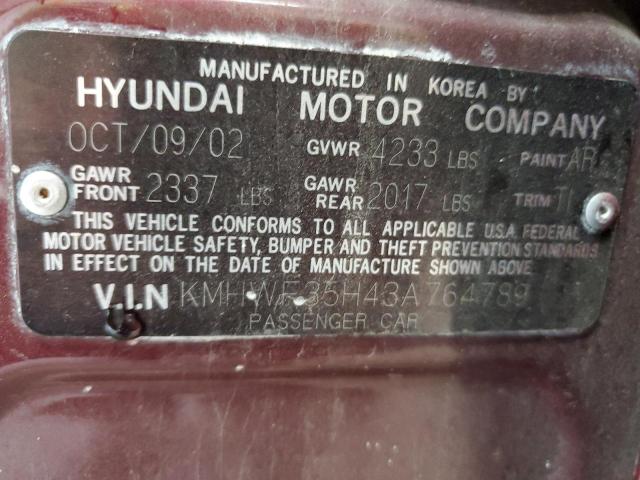 Photo 11 VIN: KMHWF35H43A764789 - HYUNDAI SONATA GLS 