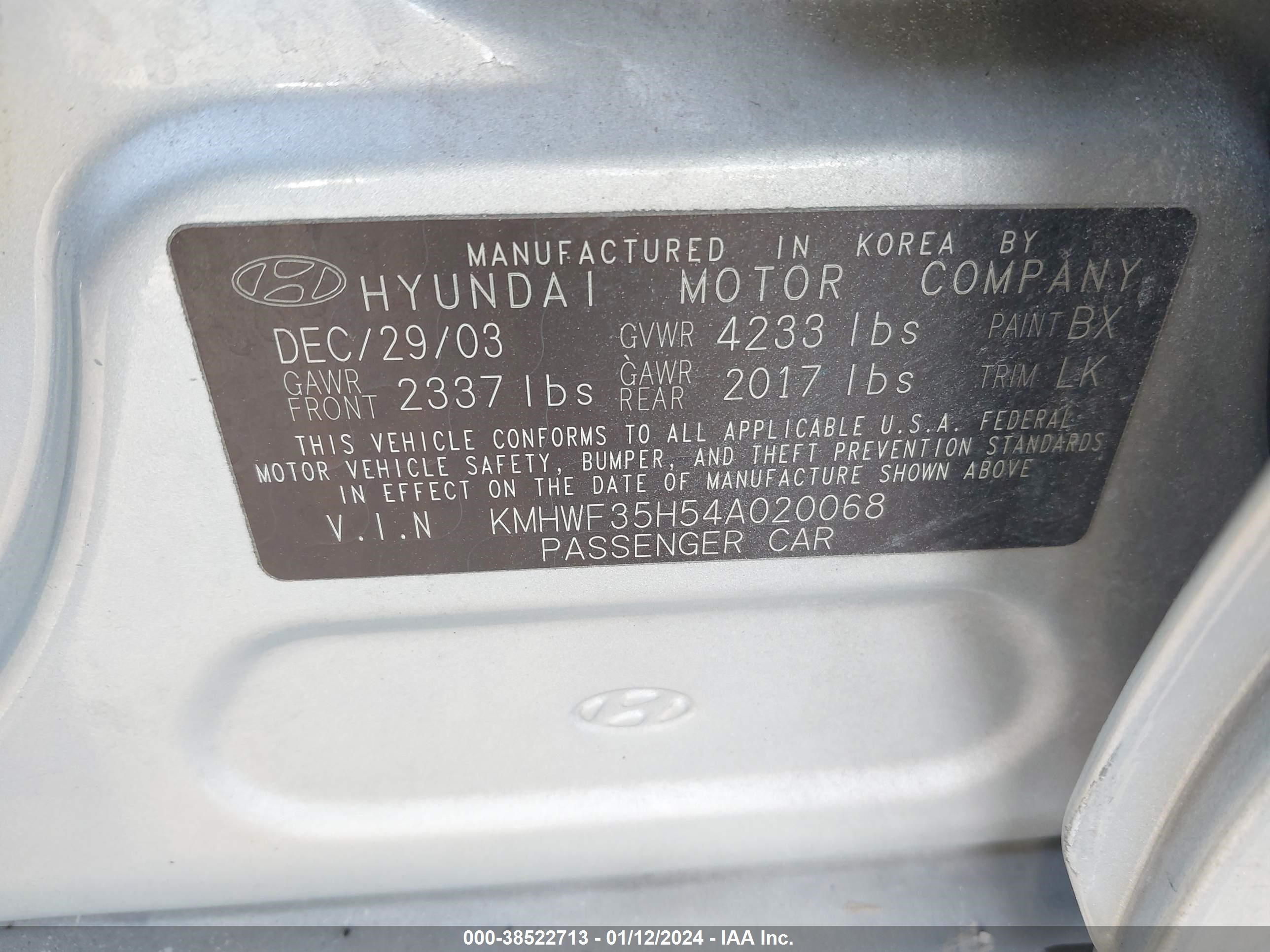 Photo 8 VIN: KMHWF35H54A020068 - HYUNDAI SONATA 