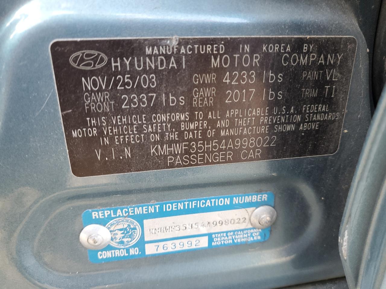 Photo 11 VIN: KMHWF35H54A998022 - HYUNDAI SONATA 