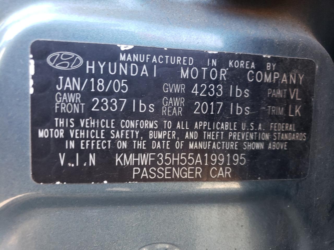 Photo 11 VIN: KMHWF35H55A199195 - HYUNDAI SONATA 