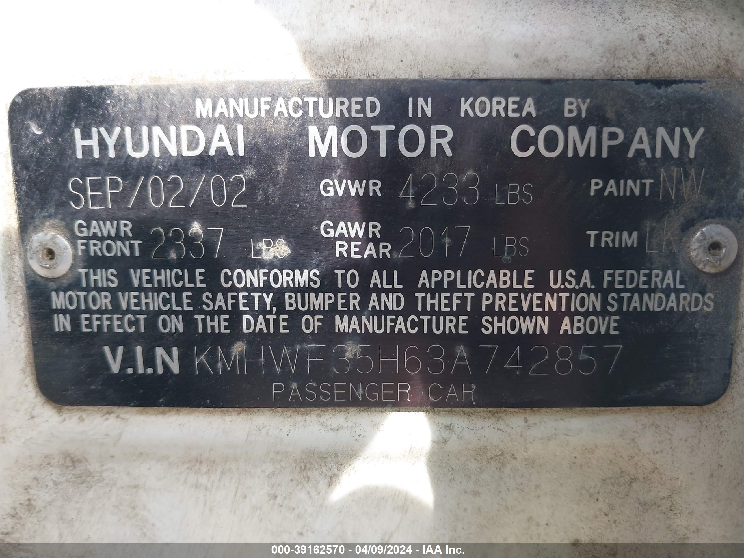 Photo 8 VIN: KMHWF35H63A742857 - HYUNDAI SONATA 