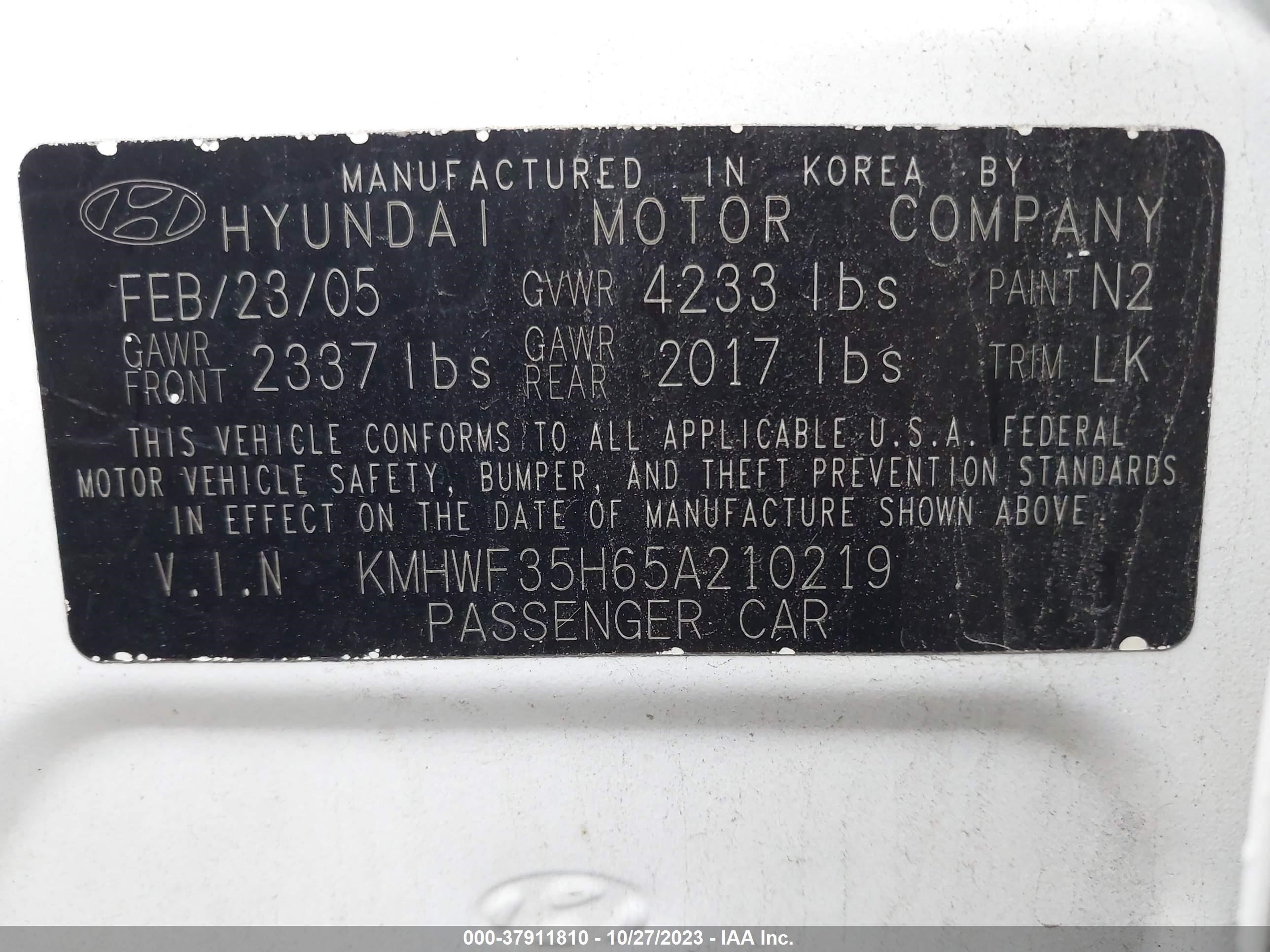 Photo 8 VIN: KMHWF35H65A210219 - HYUNDAI SONATA 