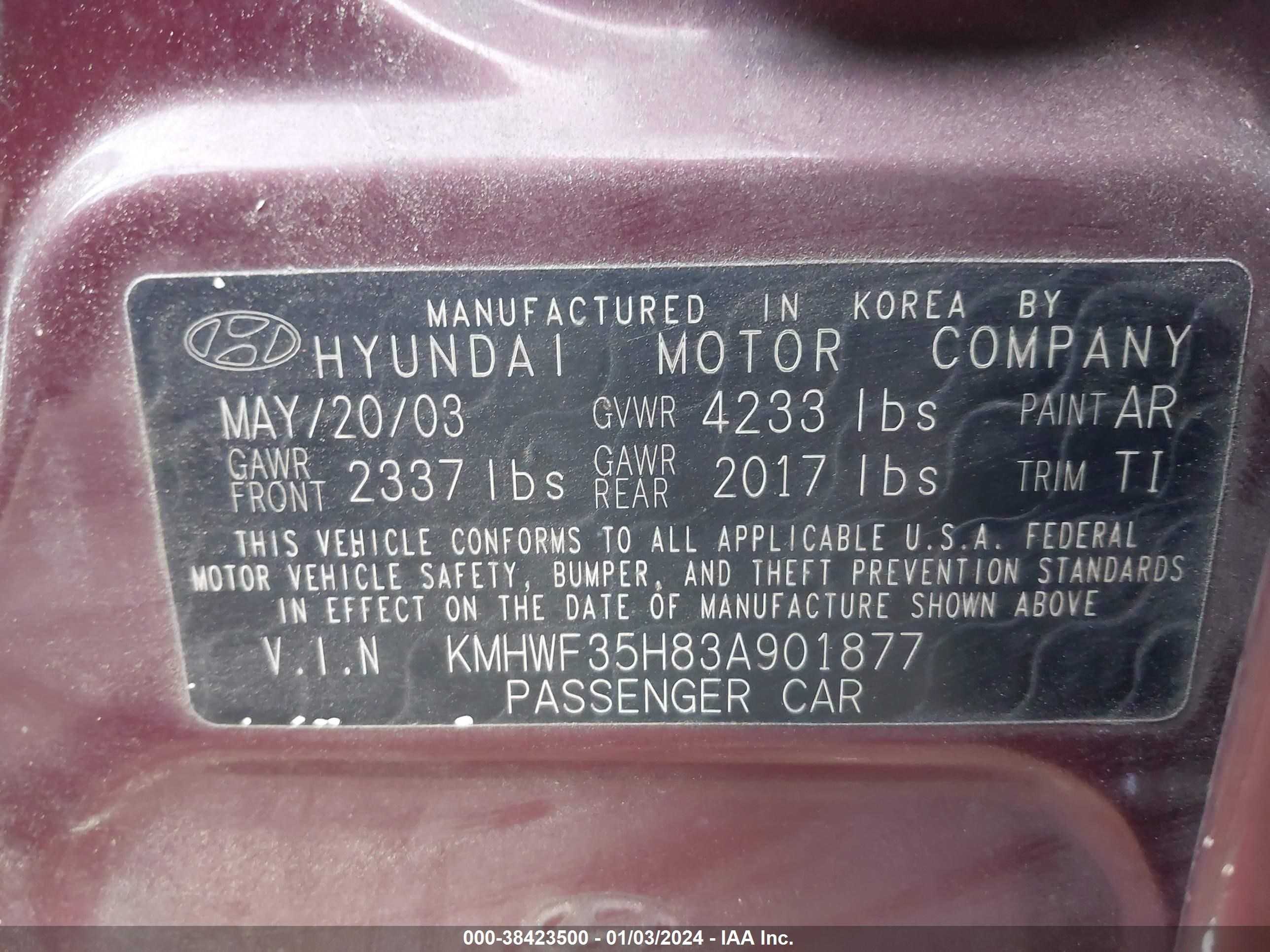 Photo 8 VIN: KMHWF35H83A901877 - HYUNDAI SONATA 