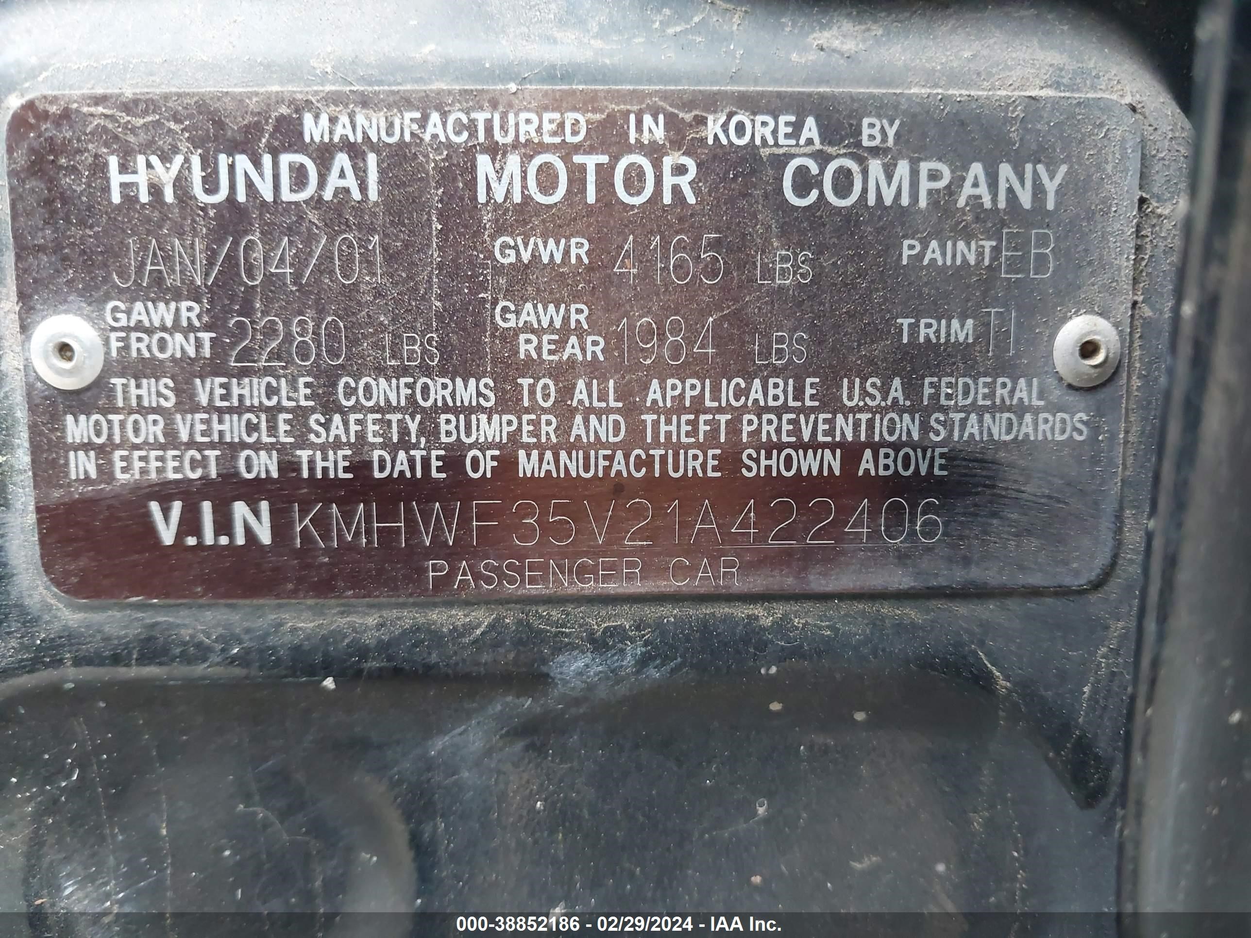 Photo 8 VIN: KMHWF35V21A422406 - HYUNDAI SONATA 