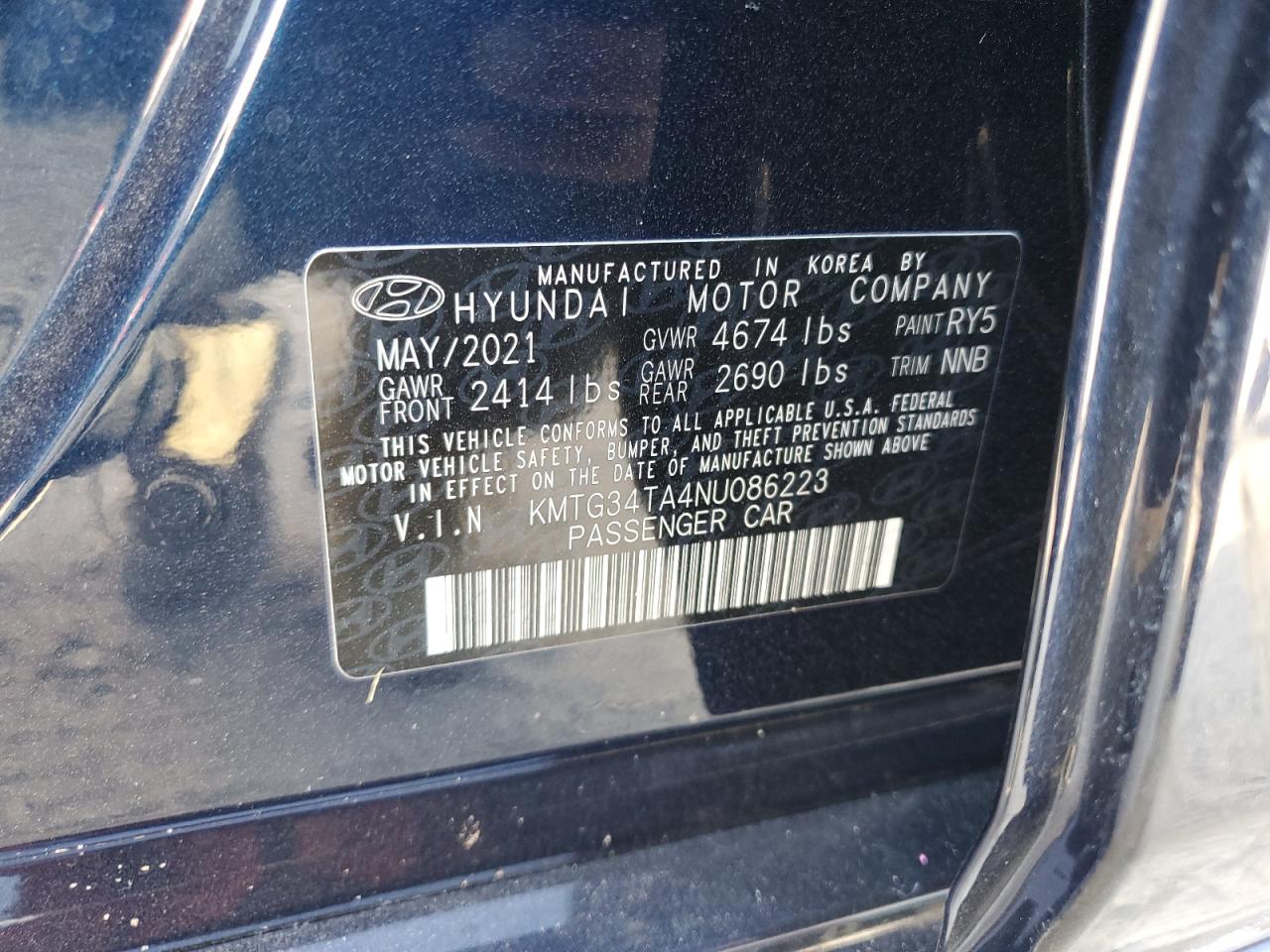 Photo 12 VIN: KMTG34TA4NU086223 - GENESIS G-80 