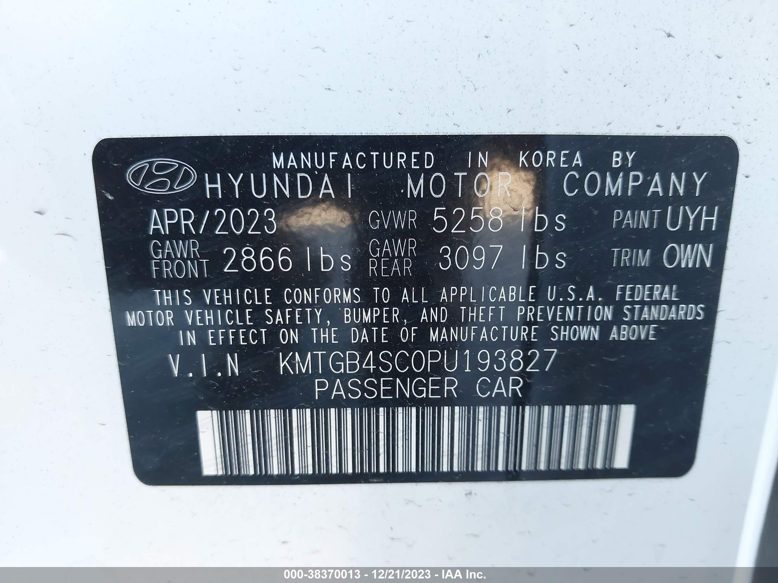 Photo 8 VIN: KMTGB4SC0PU193827 - GENESIS G80 