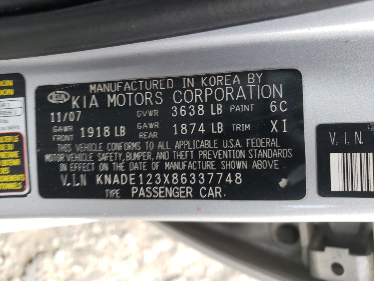 Photo 11 VIN: KNADE123X86337748 - KIA RIO 