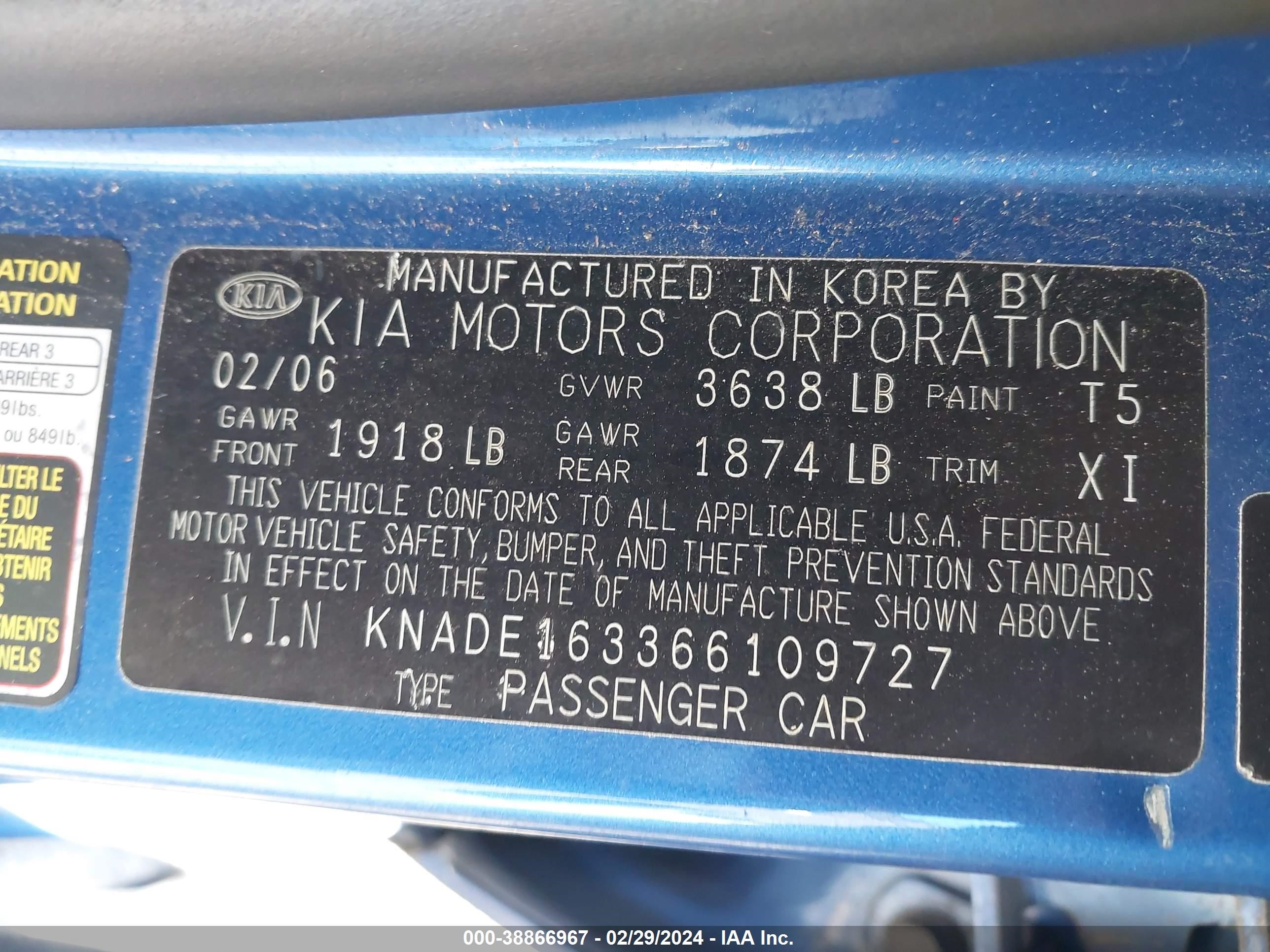 Photo 8 VIN: KNADE163366109727 - KIA RIO 