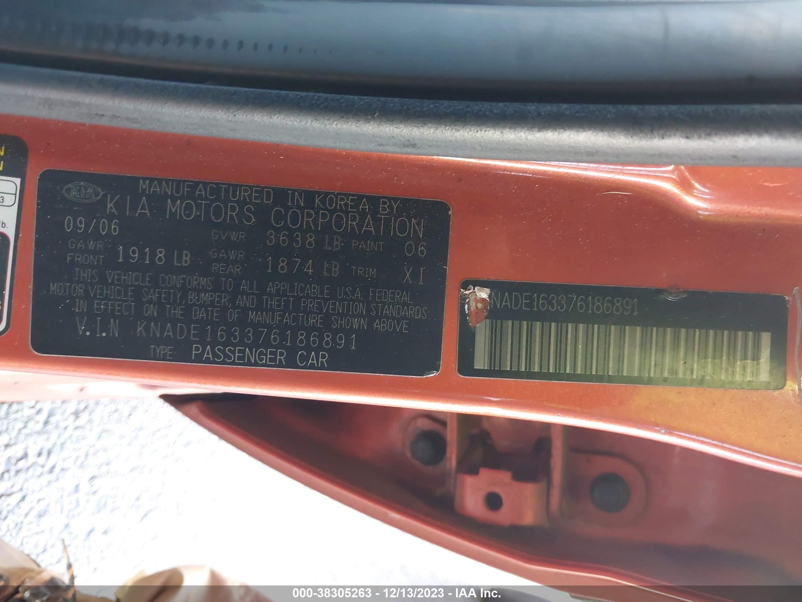 Photo 8 VIN: KNADE163376186891 - KIA RIO 