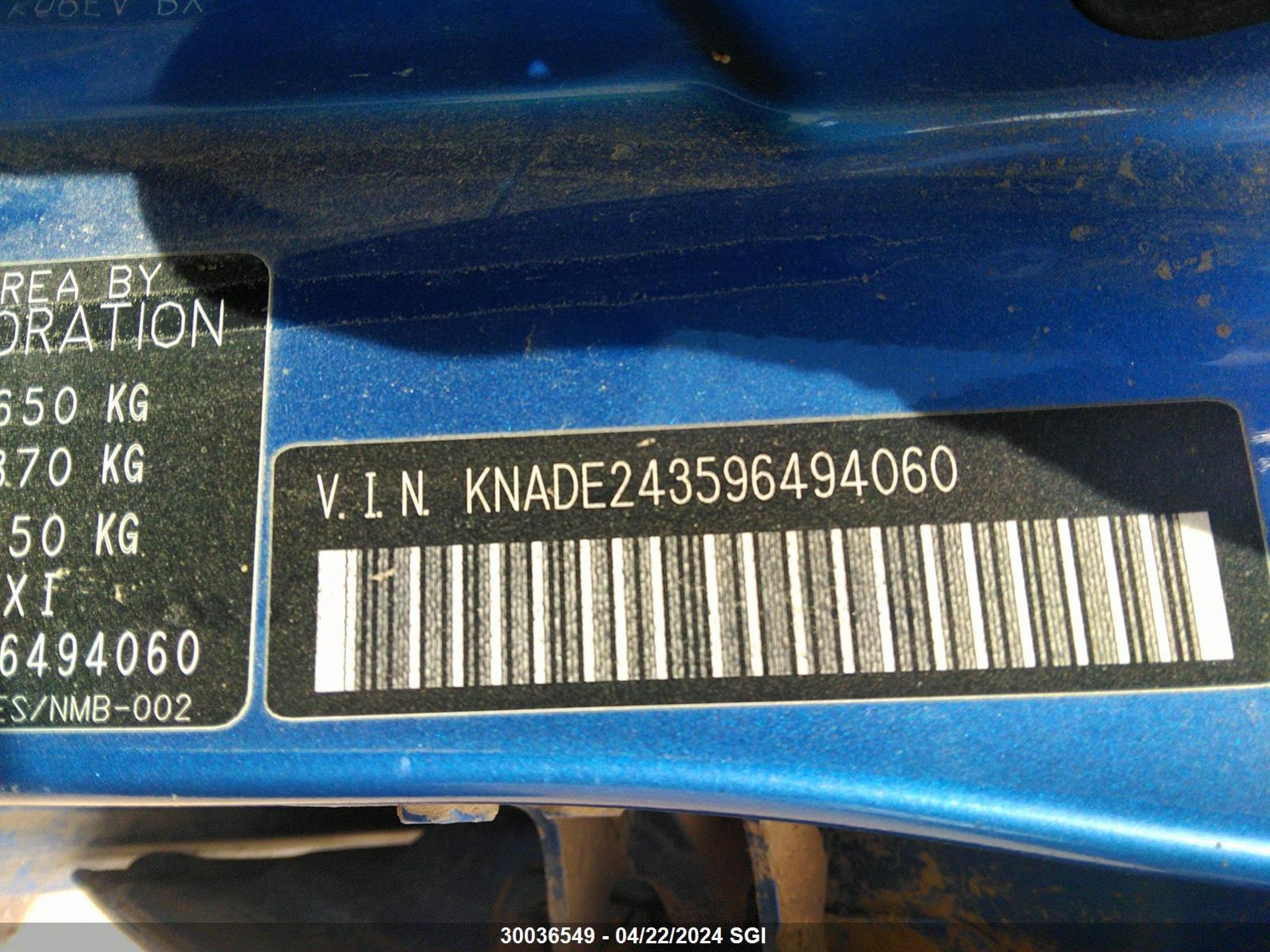 Photo 8 VIN: KNADE243596494060 - KIA RIO 