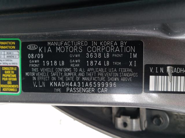 Photo 9 VIN: KNADH4A31A6599996 - KIA RIO LX 