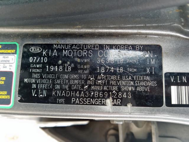 Photo 9 VIN: KNADH4A37B6912843 - KIA RIO BASE 