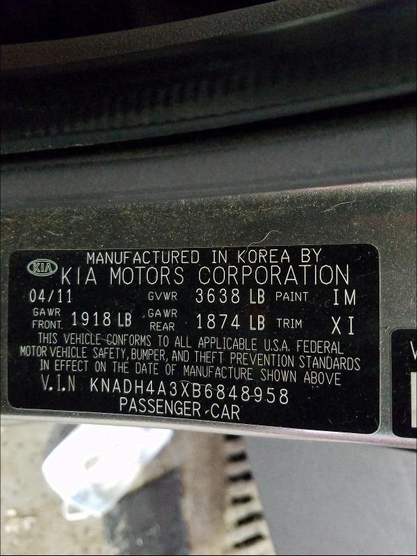 Photo 9 VIN: KNADH4A3XB6848958 - KIA RIO BASE 