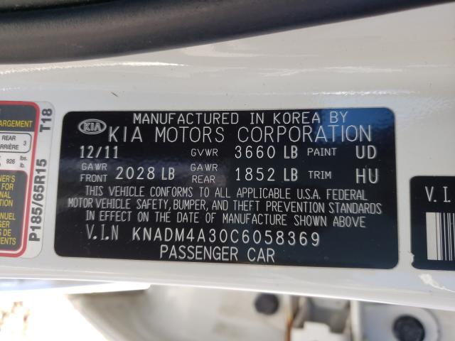 Photo 9 VIN: KNADM4A30C6058369 - KIA RIO LX 