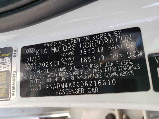 Photo 9 VIN: KNADM4A30D6216310 - KIA RIO LX 