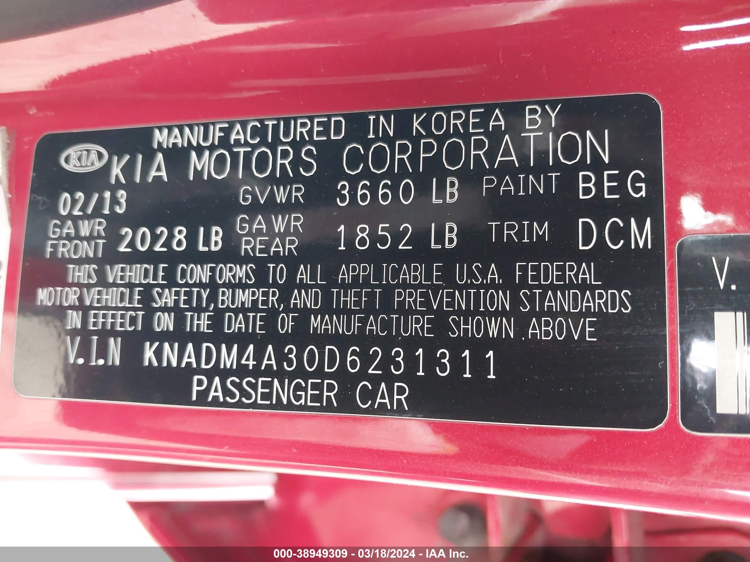 Photo 8 VIN: KNADM4A30D6231311 - KIA RIO 