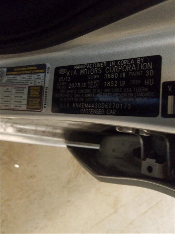 Photo 9 VIN: KNADM4A30D6270173 - KIA RIO LX 