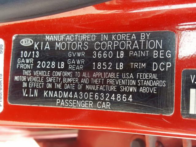 Photo 9 VIN: KNADM4A30E6324864 - KIA RIO LX 