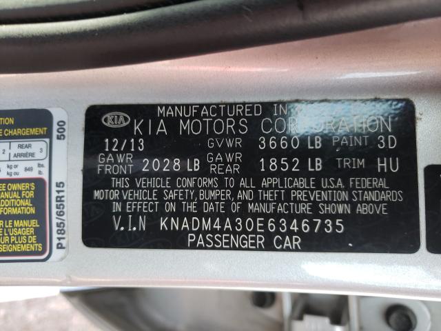 Photo 9 VIN: KNADM4A30E6346735 - KIA RIO LX 