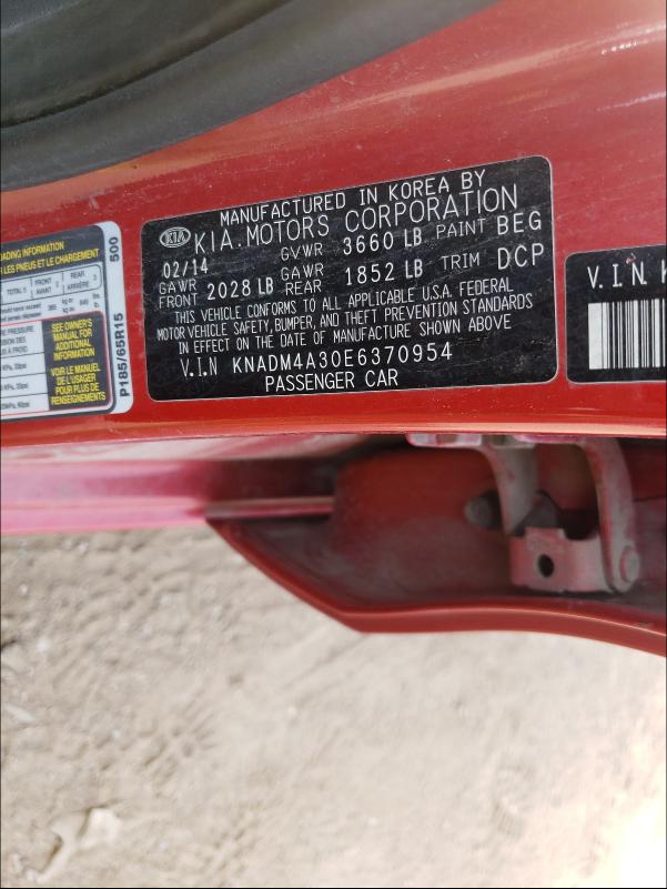 Photo 9 VIN: KNADM4A30E6370954 - KIA RIO LX 