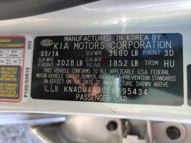 Photo 9 VIN: KNADM4A30E6395434 - KIA RIO LX 