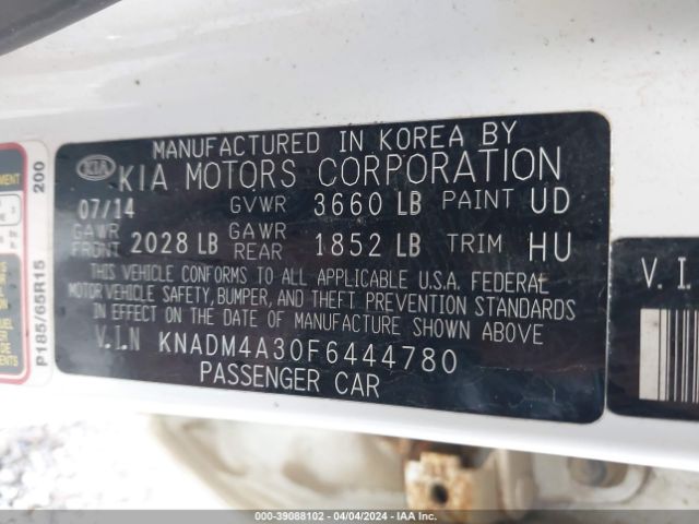 Photo 8 VIN: KNADM4A30F6444780 - KIA RIO 