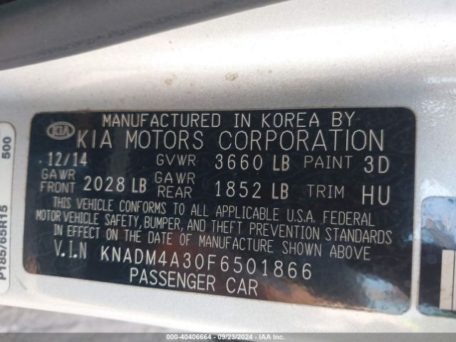 Photo 8 VIN: KNADM4A30F6501866 - KIA RIO 