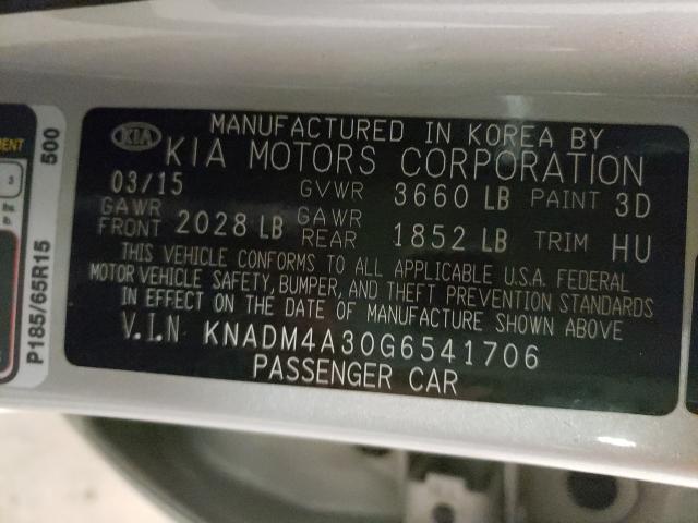 Photo 9 VIN: KNADM4A30G6541706 - KIA RIO LX 