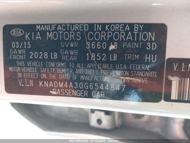 Photo 8 VIN: KNADM4A30G6544847 - KIA RIO 