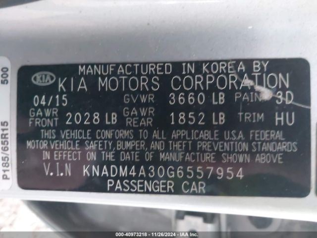 Photo 8 VIN: KNADM4A30G6557954 - KIA RIO 