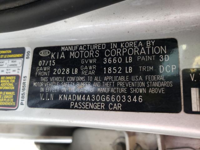 Photo 9 VIN: KNADM4A30G6603346 - KIA RIO LX 