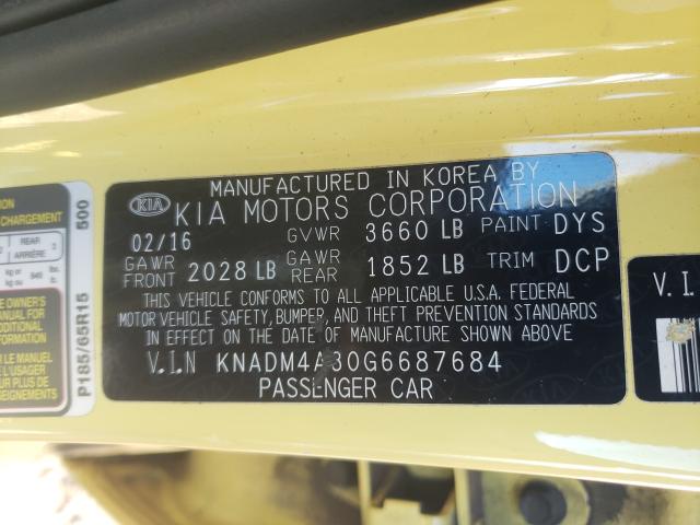 Photo 9 VIN: KNADM4A30G6687684 - KIA RIO LX 