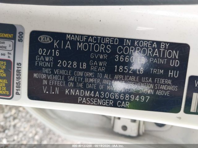 Photo 8 VIN: KNADM4A30G6689497 - KIA RIO 