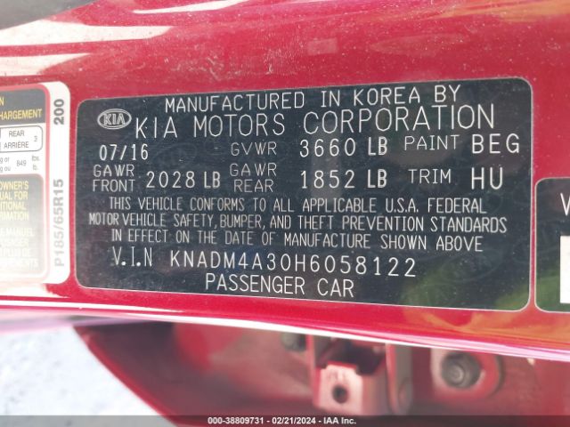 Photo 8 VIN: KNADM4A30H6058122 - KIA RIO 