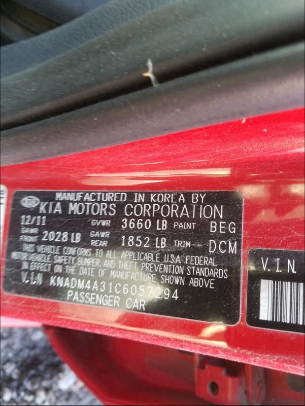 Photo 9 VIN: KNADM4A31C6057294 - KIA RIO LX 