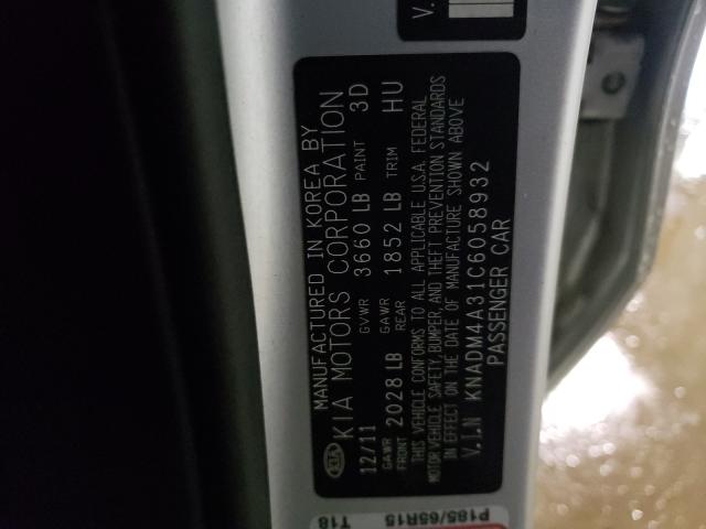 Photo 9 VIN: KNADM4A31C6058932 - KIA RIO LX 