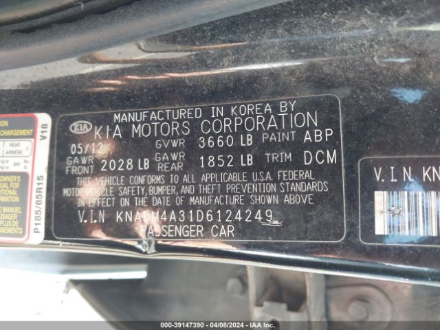 Photo 8 VIN: KNADM4A31D6124249 - KIA RIO 