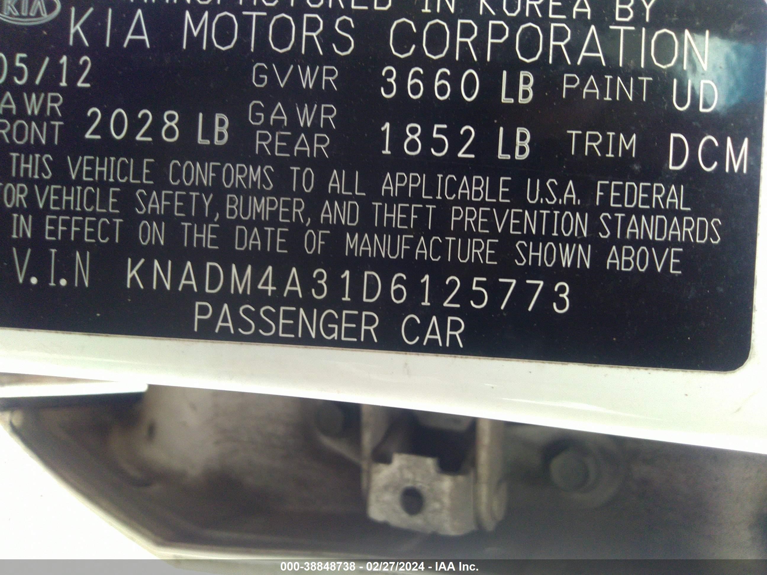 Photo 8 VIN: KNADM4A31D6125773 - KIA RIO 