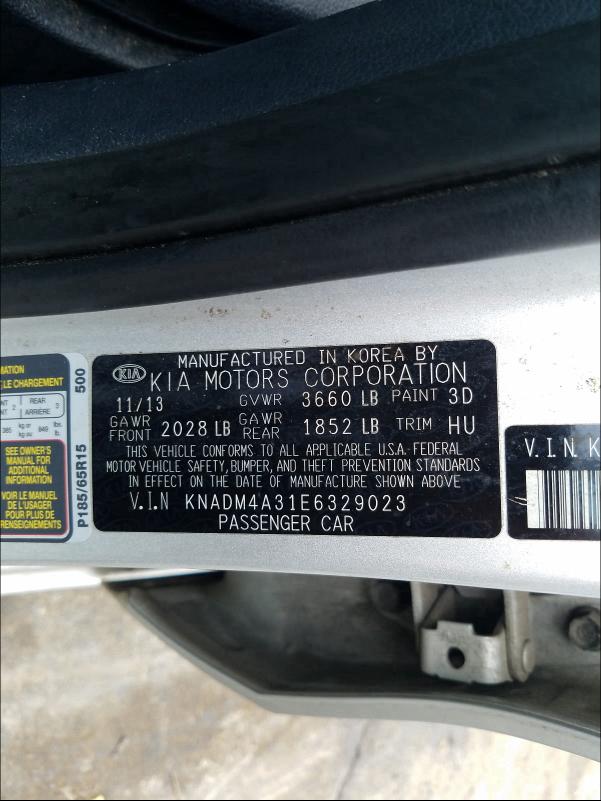 Photo 9 VIN: KNADM4A31E6329023 - KIA RIO LX 