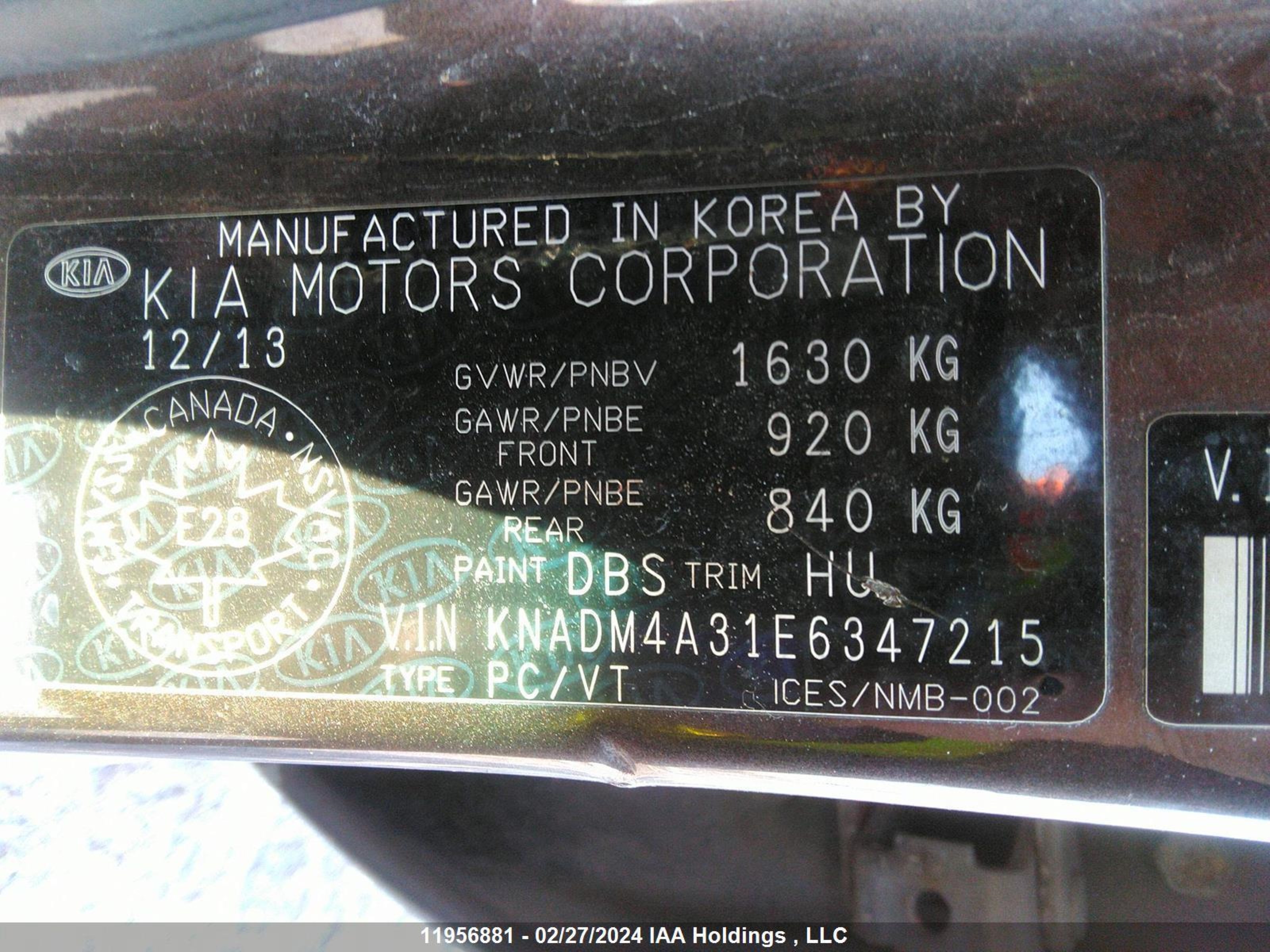 Photo 8 VIN: KNADM4A31E6347215 - KIA RIO 