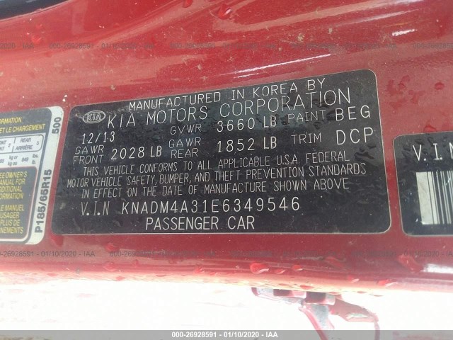 Photo 8 VIN: KNADM4A31E6349546 - KIA RIO 