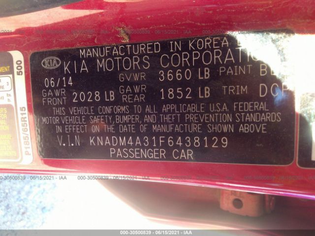 Photo 8 VIN: KNADM4A31F6438129 - KIA RIO 