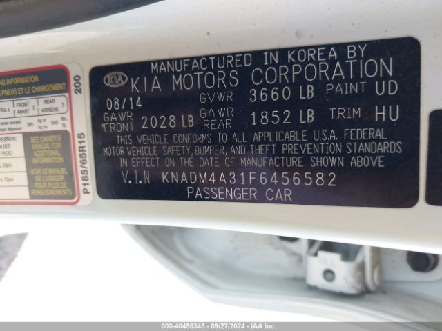 Photo 8 VIN: KNADM4A31F6456582 - KIA RIO 